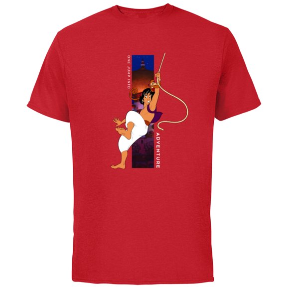 Disney Aladdin and Abu One Jump Into Adventure T-Shirt - Short Sleeve Cotton T-Shirt for Adults - Customized-Red