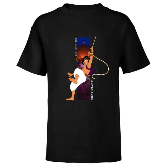 Disney Aladdin and Abu One Jump Into Adventure T-Shirt - Short Sleeve T-Shirt for Kids - Customized-Black