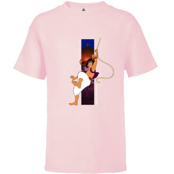 Disney Aladdin and Abu One Jump Into Adventure T-Shirt - Short Sleeve T-Shirt for Kids - Customized-Soft Pink