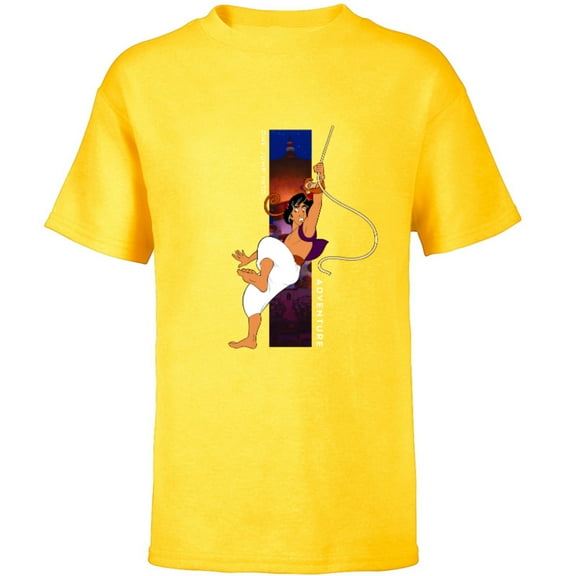Disney Aladdin and Abu One Jump Into Adventure T-Shirt - Short Sleeve T-Shirt for Kids - Customized-Yellow