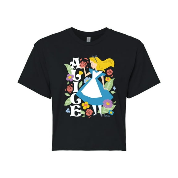 Disney - Alice In Wonderland - Alice Botanical - Juniors Cropped Cotton Blend T-Shirt