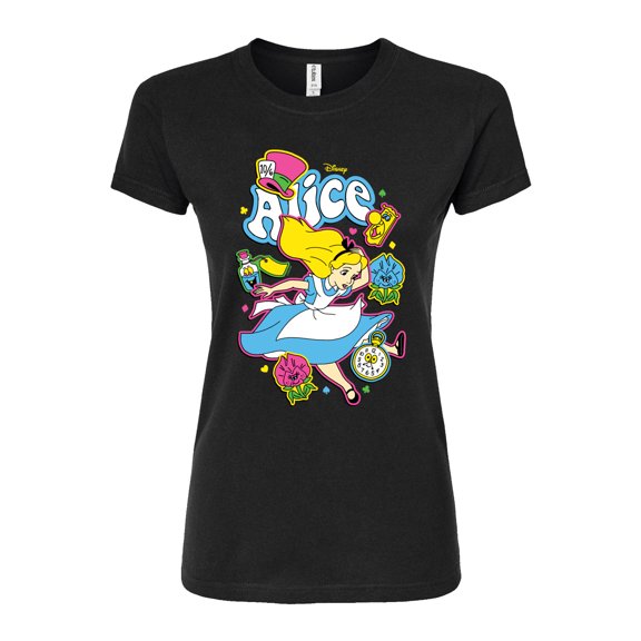 Disney - Alice In Wonderland - Alice Stickers - Juniors Fitted Graphic T-Shirt