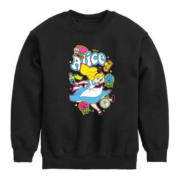 Disney - Alice In Wonderland - Alice Stickers - Toddler & Youth Crewneck Fleece Sweatshirt