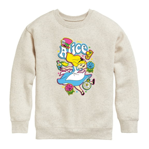 Disney - Alice In Wonderland - Alice Stickers - Toddler & Youth Crewneck Fleece Sweatshirt
