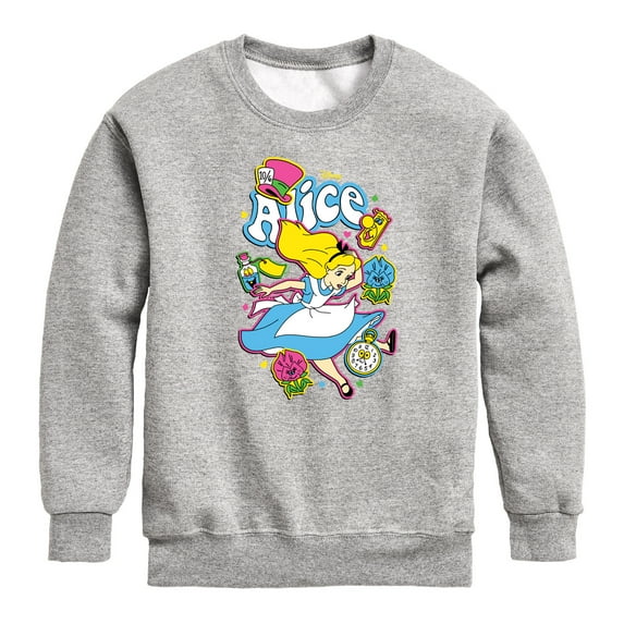 Disney - Alice In Wonderland - Alice Stickers - Toddler & Youth Crewneck Fleece Sweatshirt
