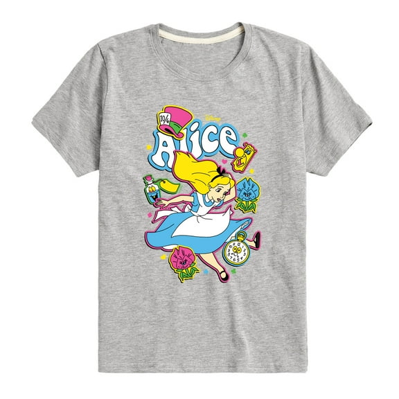 Disney - Alice In Wonderland - Alice Stickers - Toddler & Youth Short Sleeve Graphic T-Shirt