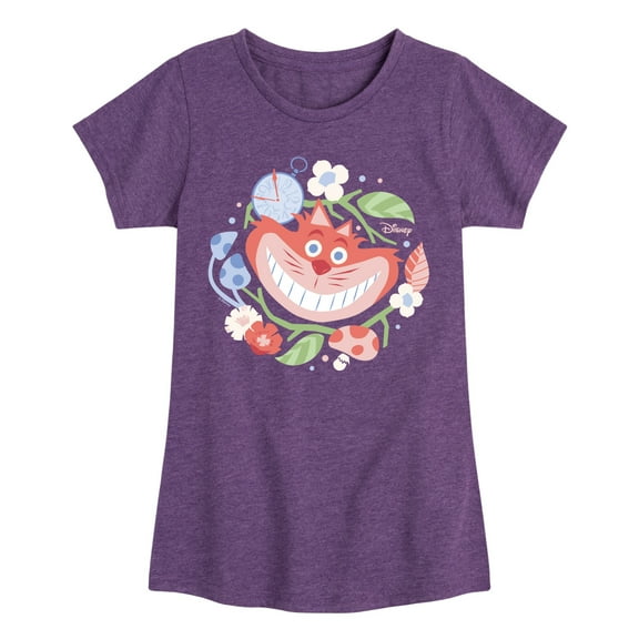 Disney - Alice In Wonderland - Cheshire Cat Circle - Toddler & Youth Girls Short Sleeve Graphic T-Shirt
