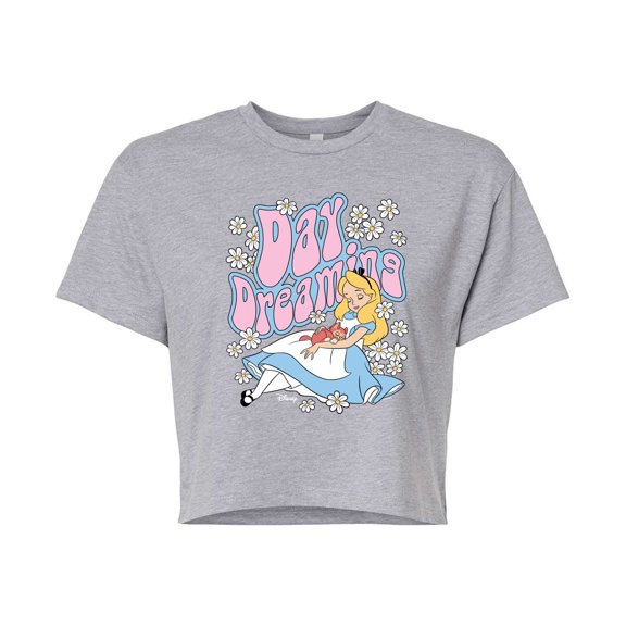 Disney - Alice In Wonderland - Day Dreaming - Juniors Cropped Cotton Blend T-Shirt