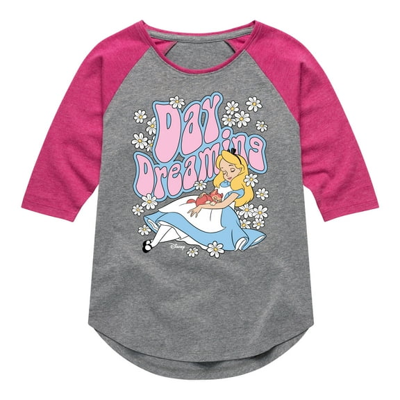 Disney - Alice In Wonderland - Day Dreaming - Toddler & Youth Girls Raglan Graphic T-Shirt