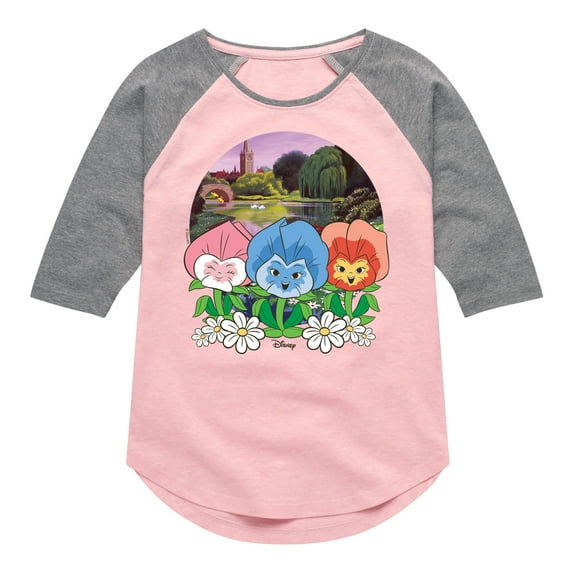 Disney - Alice In Wonderland - Flower Row - Toddler & Youth Girls Raglan Graphic T-Shirt