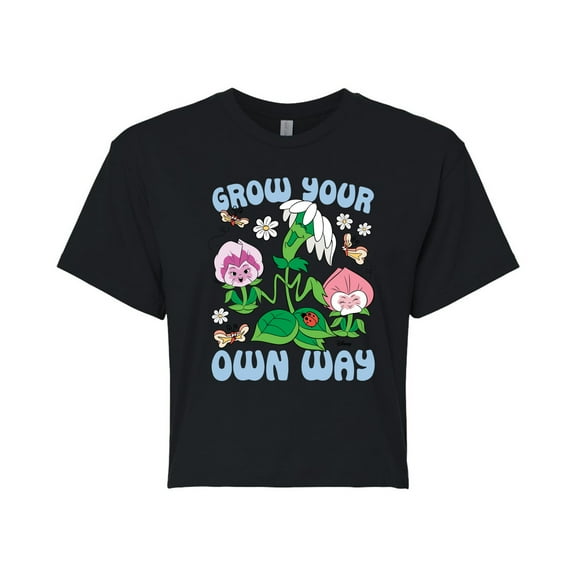 Disney - Alice In Wonderland - Grow Your Own Way - Juniors Cropped Cotton Blend T-Shirt