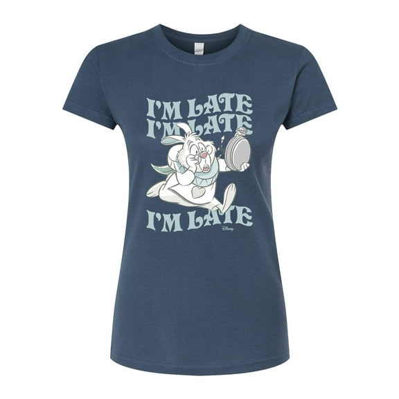 Disney - Alice In Wonderland - I'm Late White Rabbit - Juniors Fitted Graphic T-Shirt
