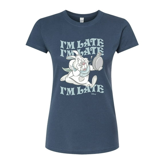Disney - Alice In Wonderland - I'm Late White Rabbit - Juniors Fitted Graphic T-Shirt