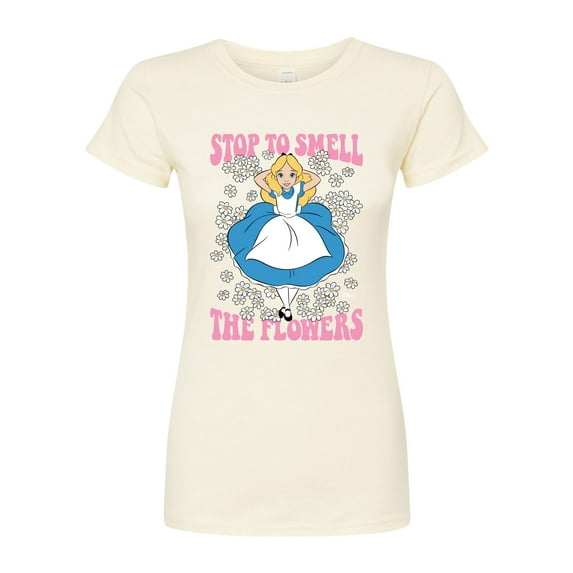Disney - Alice In Wonderland - Stop To Smell Flowers - Juniors Fitted Graphic T-Shirt