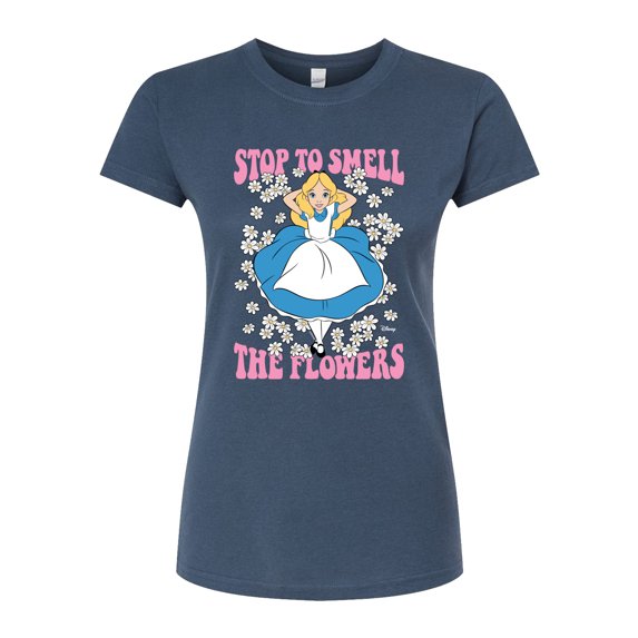 Disney - Alice In Wonderland - Stop To Smell Flowers - Juniors Fitted Graphic T-Shirt