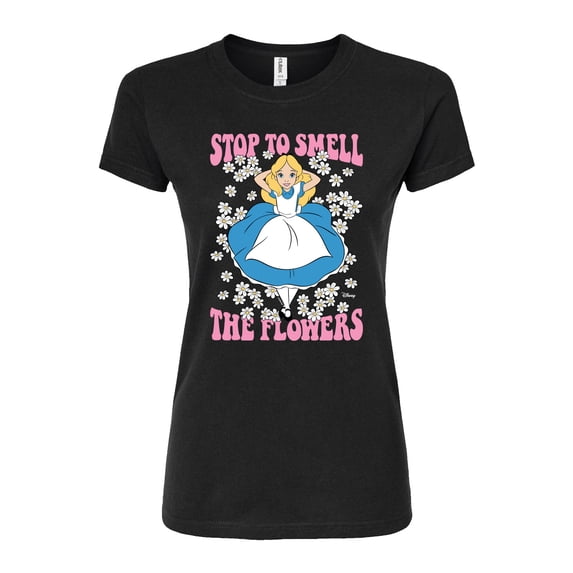 Disney - Alice In Wonderland - Stop To Smell Flowers - Juniors Fitted Graphic T-Shirt