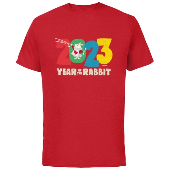 Disney Alice in Wonderland 2023 Year of the White Rabbit - Short Sleeve Cotton T-Shirt for Adults - Customized-Red