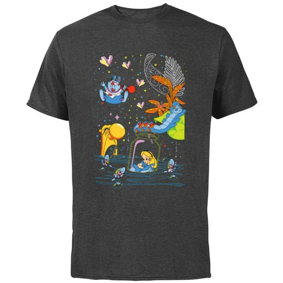 Disney Alice in Wonderland Bottle Adventure Valentine’s Day - Short Sleeve Cotton T-Shirt for Adults - Customized-Charcoal