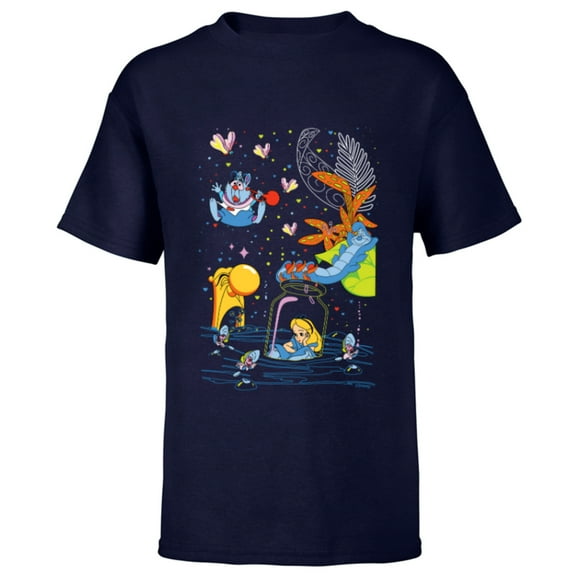 Disney Alice in Wonderland Bottle Adventure Valentine’s Day - Short Sleeve T-Shirt for Kids - Customized-Navy