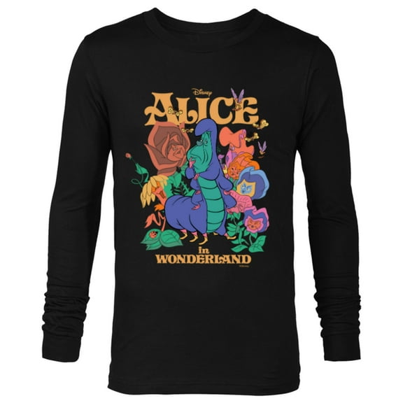 Disney Alice in Wonderland Caterpillar and Flowers Vintage - Long Sleeve T-Shirt for Men - Customized-Black