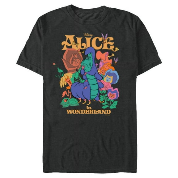 Disney Alice in Wonderland Caterpillar and Flowers Vintage - Short Sleeve Blended T-Shirt for Adults - Customized-Dark Heather