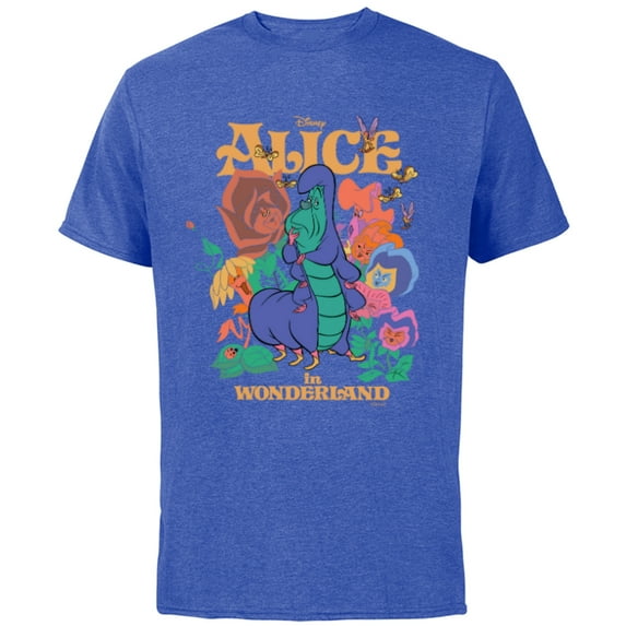 Disney Alice in Wonderland Caterpillar and Flowers Vintage - Short Sleeve Cotton T-Shirt for Adults - Customized-Royal Heather
