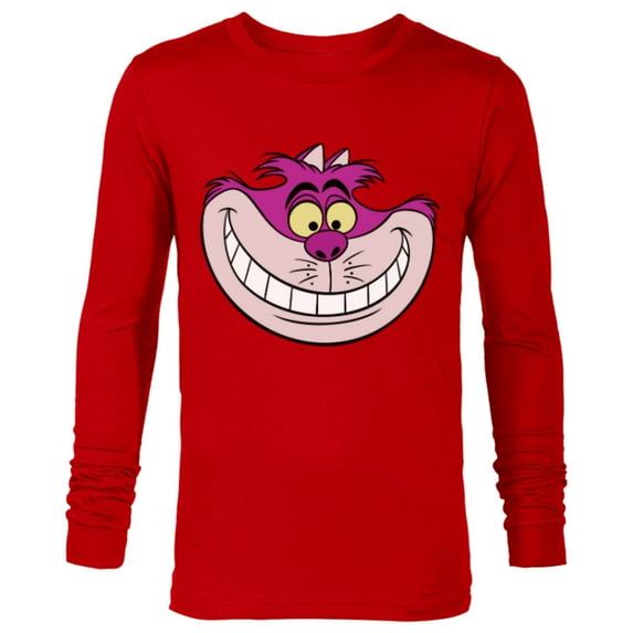 Disney Alice in Wonderland Cheshire Cat Grin - Long Sleeve T-Shirt for Men - Customized-New Red