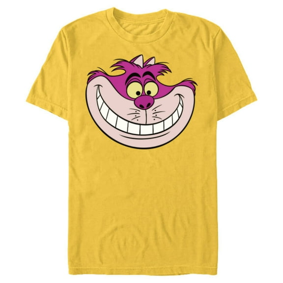 Disney Alice in Wonderland Cheshire Cat Grin - Short Sleeve Blended T-Shirt for Adults - Customized-Yellow