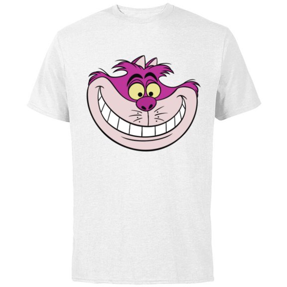 Disney Alice in Wonderland Cheshire Cat Grin - Short Sleeve Cotton T-Shirt for Adults - Customized-White