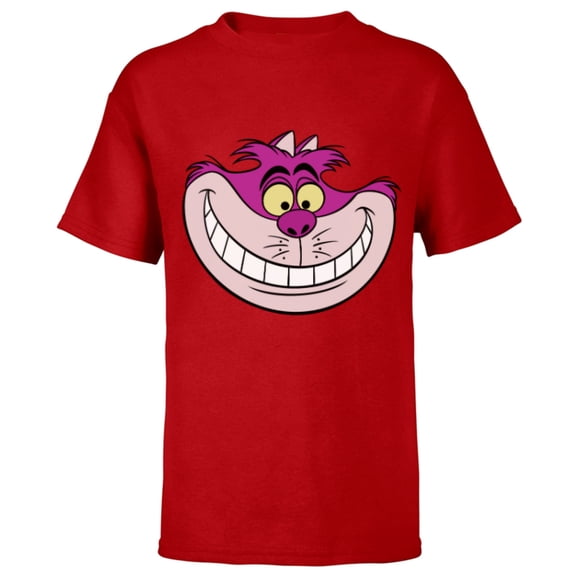 Disney Alice in Wonderland Cheshire Cat Grin - Short Sleeve T-Shirt for Kids - Customized-Red