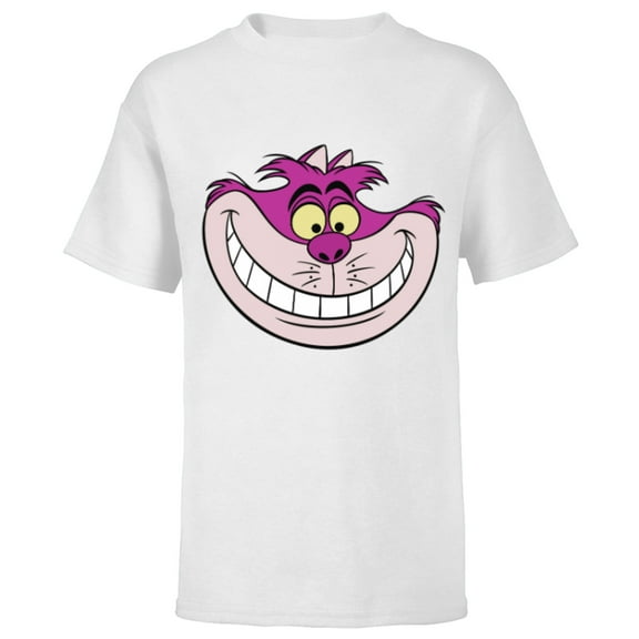 Disney Alice in Wonderland Cheshire Cat Grin - Short Sleeve T-Shirt for Kids - Customized-White