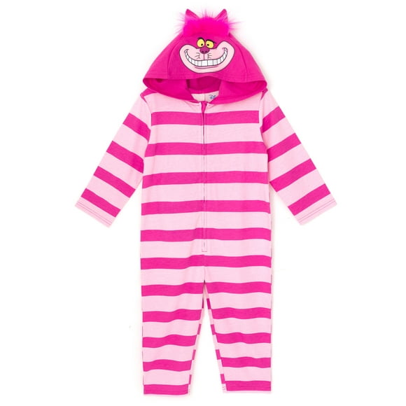 Disney Alice in Wonderland Cheshire Cat Toddler Boys Zip Up Coverall Tail Pink 3T
