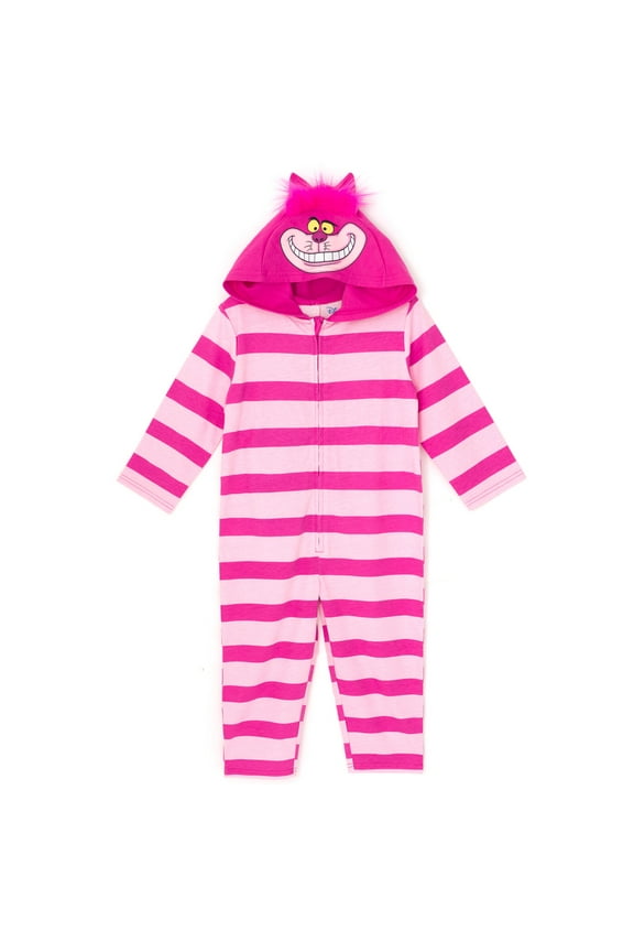 Disney Alice in Wonderland Cheshire Cat Toddler Boys Zip Up Coverall Tail Pink 4T