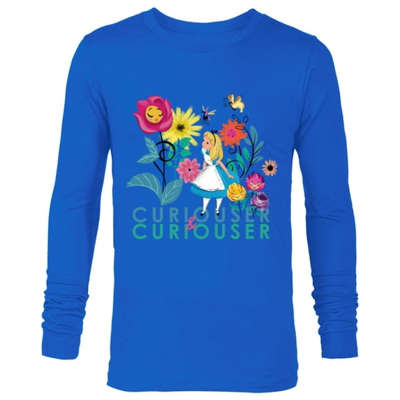 Disney Alice in Wonderland Curiouser & Curiouser - Long Sleeve T-Shirt for Men - Customized-Navy