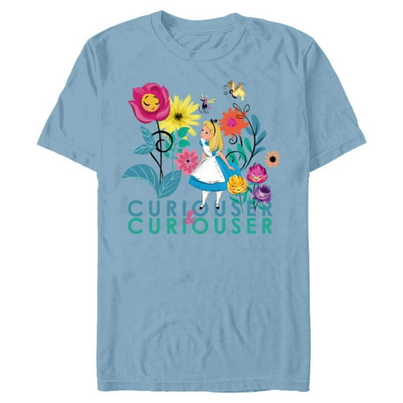 Disney Alice in Wonderland Curiouser & Curiouser - Short Sleeve Blended T-Shirt for Adults - Customized-Ocean Blue