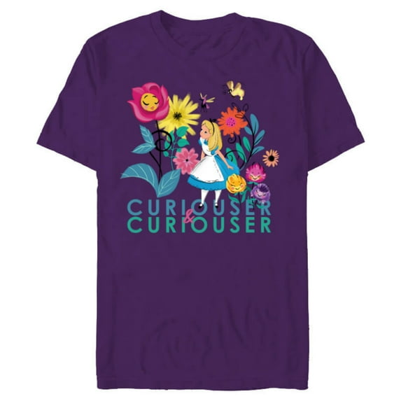 Disney Alice in Wonderland Curiouser & Curiouser - Short Sleeve Blended T-Shirt for Adults - Customized-Purple