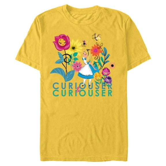 Disney Alice in Wonderland Curiouser & Curiouser - Short Sleeve Blended T-Shirt for Adults - Customized-Yellow