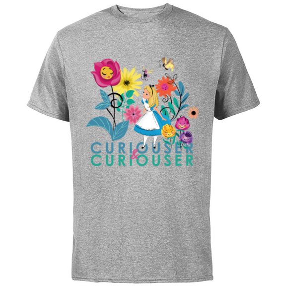 Disney Alice in Wonderland Curiouser & Curiouser - Short Sleeve Cotton T-Shirt for Adults - Customized-Athletic Heather
