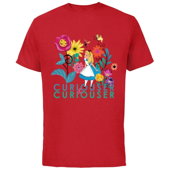 Disney Alice in Wonderland Curiouser & Curiouser - Short Sleeve Cotton T-Shirt for Adults - Customized-Red