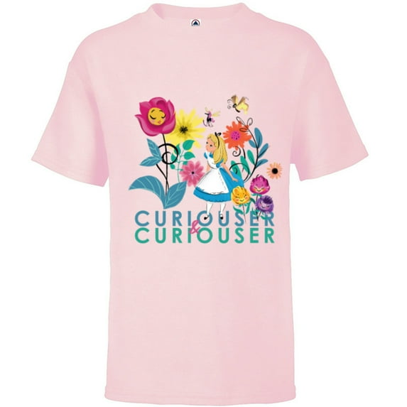 Disney Alice in Wonderland Curiouser & Curiouser - Short Sleeve T-Shirt for Kids - Customized-Soft Pink