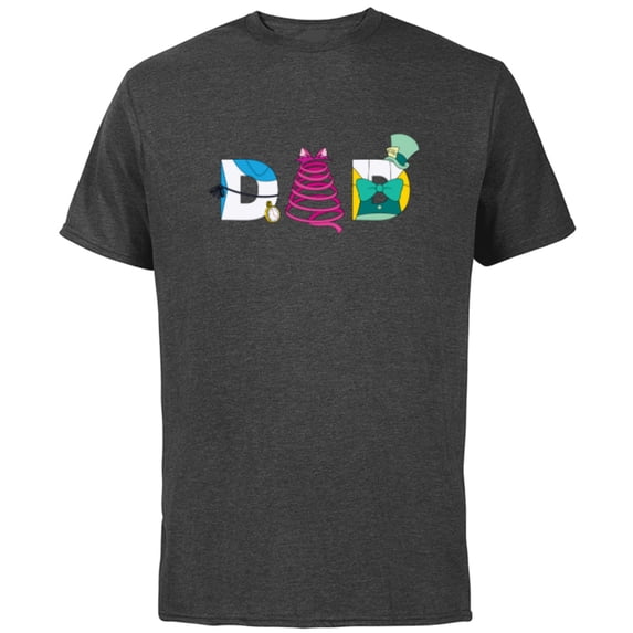 Disney Alice in Wonderland Father’s Day Birthday Best Dad - Short Sleeve Cotton T-Shirt for Adults - Customized-Charcoal