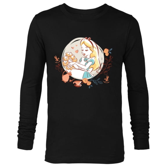 Disney Alice in Wonderland Flower Tea Party Valentine’s Day - Long Sleeve T-Shirt for Men - Customized-Black