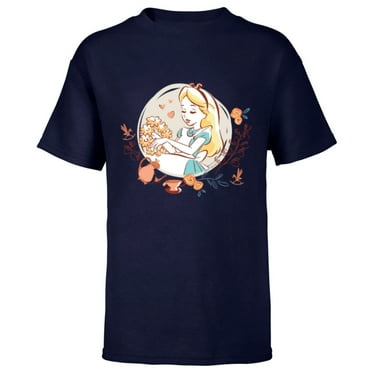 Disney Alice in Wonderland Flower Tea Party Valentine’s Day - Short Sleeve T-Shirt for Kids - Customized-Navy