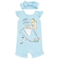 thumbnail image 1 of Disney Alice in Wonderland Infant Baby Girls French Terry Romper and Headband Newborn to Toddler, 1 of 5