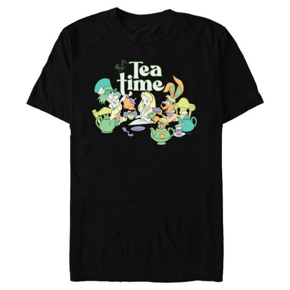 Disney Alice in Wonderland It’s Always Tea Time Vintage - Short Sleeve Blended T-Shirt for Adults - Customized-Black