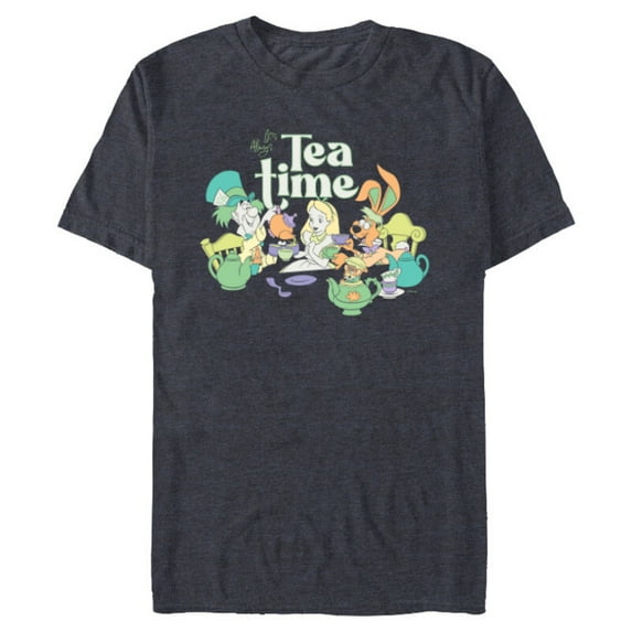Disney Alice in Wonderland It’s Always Tea Time Vintage - Short Sleeve Blended T-Shirt for Adults - Customized-Navy Heather