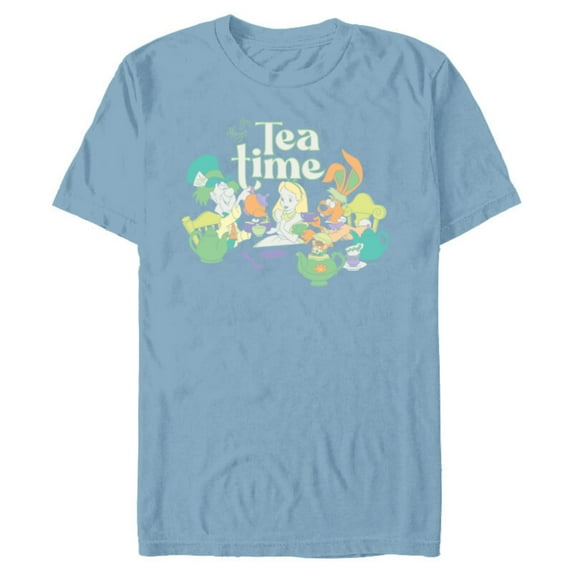 Disney Alice in Wonderland It’s Always Tea Time Vintage - Short Sleeve Blended T-Shirt for Adults - Customized-Ocean Blue