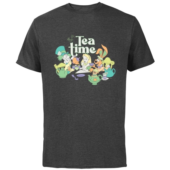 Disney Alice in Wonderland It’s Always Tea Time Vintage - Short Sleeve Cotton T-Shirt for Adults - Customized-Charcoal
