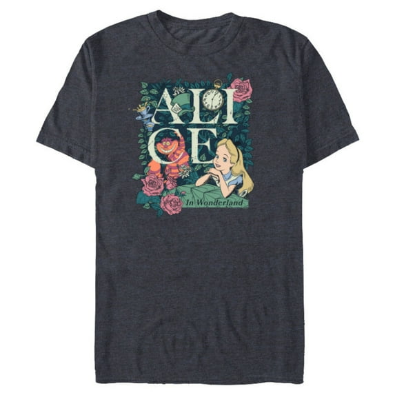 Disney Alice in Wonderland Modern Storybook - Short Sleeve Blended T-Shirt for Adults - Customized-Navy Heather