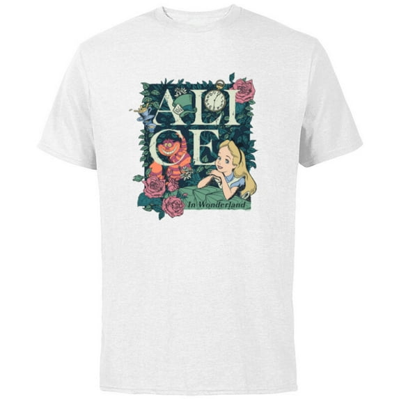 Disney Alice in Wonderland Modern Storybook - Short Sleeve Cotton T-Shirt for Adults - Customized-White